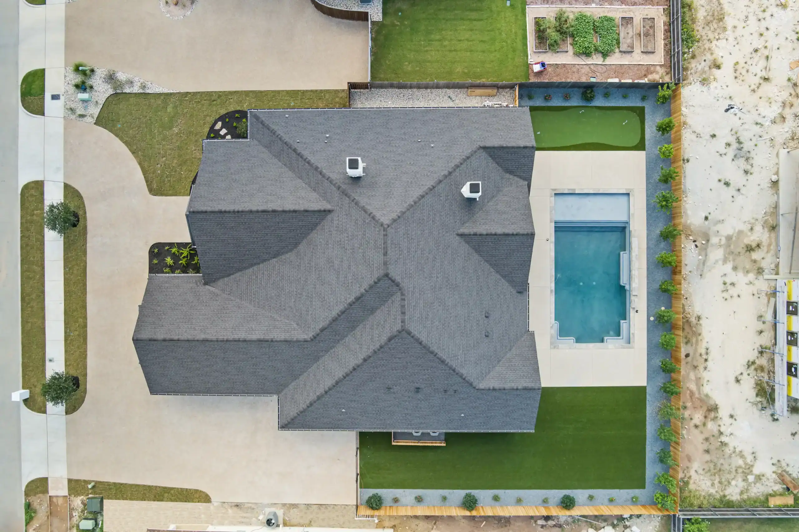 Keith Gunn Construction Waco, Texas - Arial View Luxury Home Design and Luxury Pools